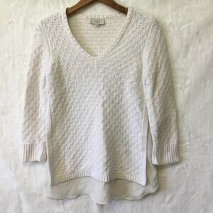 Loft White Long Sleeve Knit Top